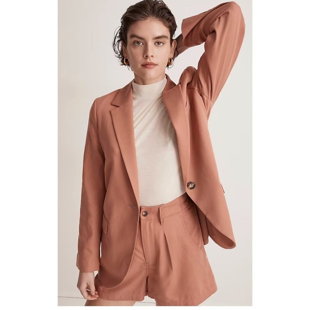 Madewell $178 The Larsen Blazer in Drapeweave Dried Rose Size XXS NJ732 - Picture 2 of 7